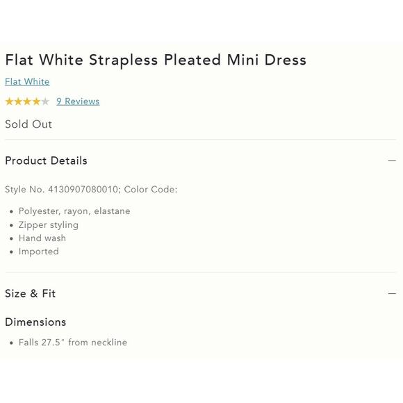 Anthropologie MAEVE Flat White Strapless Pleated Mini Dress in Beige L NWOT $138 - Picture 7 of 8